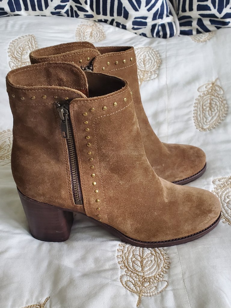 Frye Addie Stud Double Zip Chestnut Suede Boots
